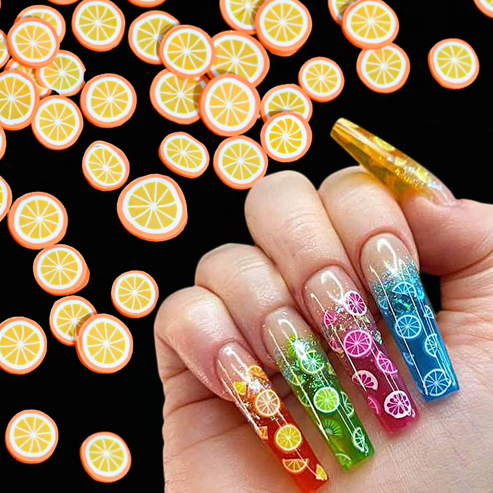 1000 pièces mélangées 3D tranches de fruits breloques pour ongles en argile polymère bricolage modèl