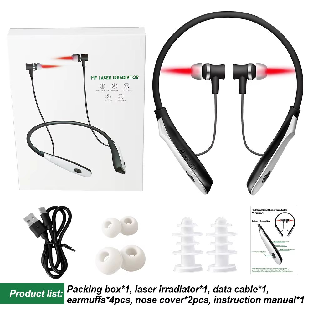 Appareil de soin à la lumière rouge 650 nm 2-en-1 portable pour le confort nasal et auriculaire, rec