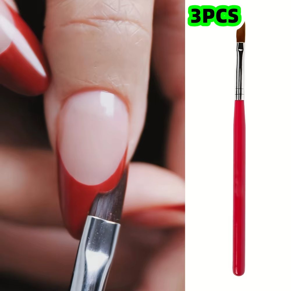 Ensemble de 3 pinceaux pour manucure française, grands pinceaux à contour en arc, pinceaux en forme 