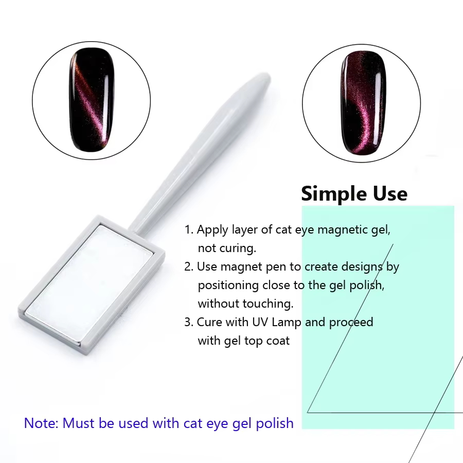 Ensemble de 11 outils d'art des ongles, tige magnétique œil de chat, aimant puissant adapté au polis