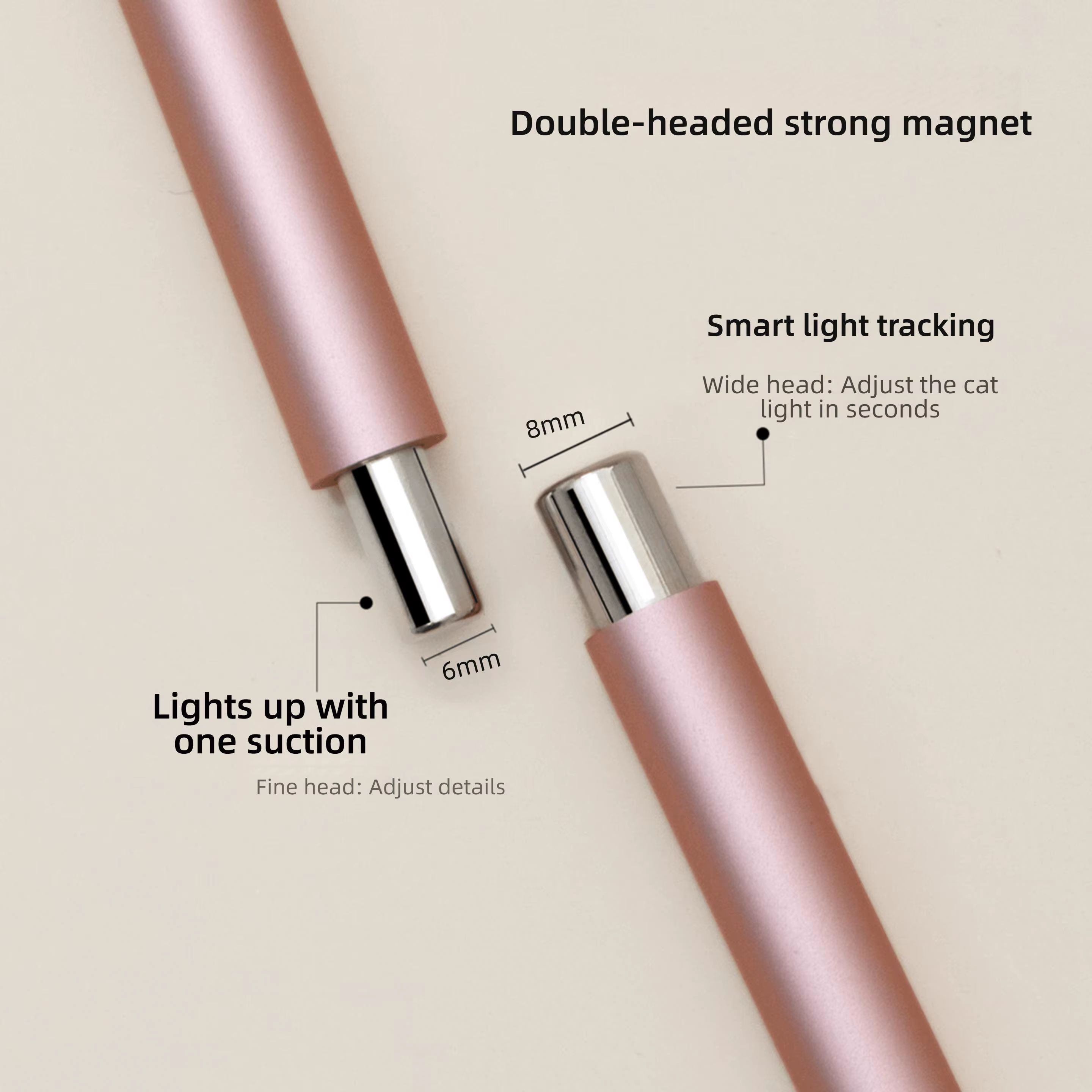 Bâton magnétique pour ongles effet perle de verre, 1 pièce ﻿ Stylo magnétique œil de chat à Double t