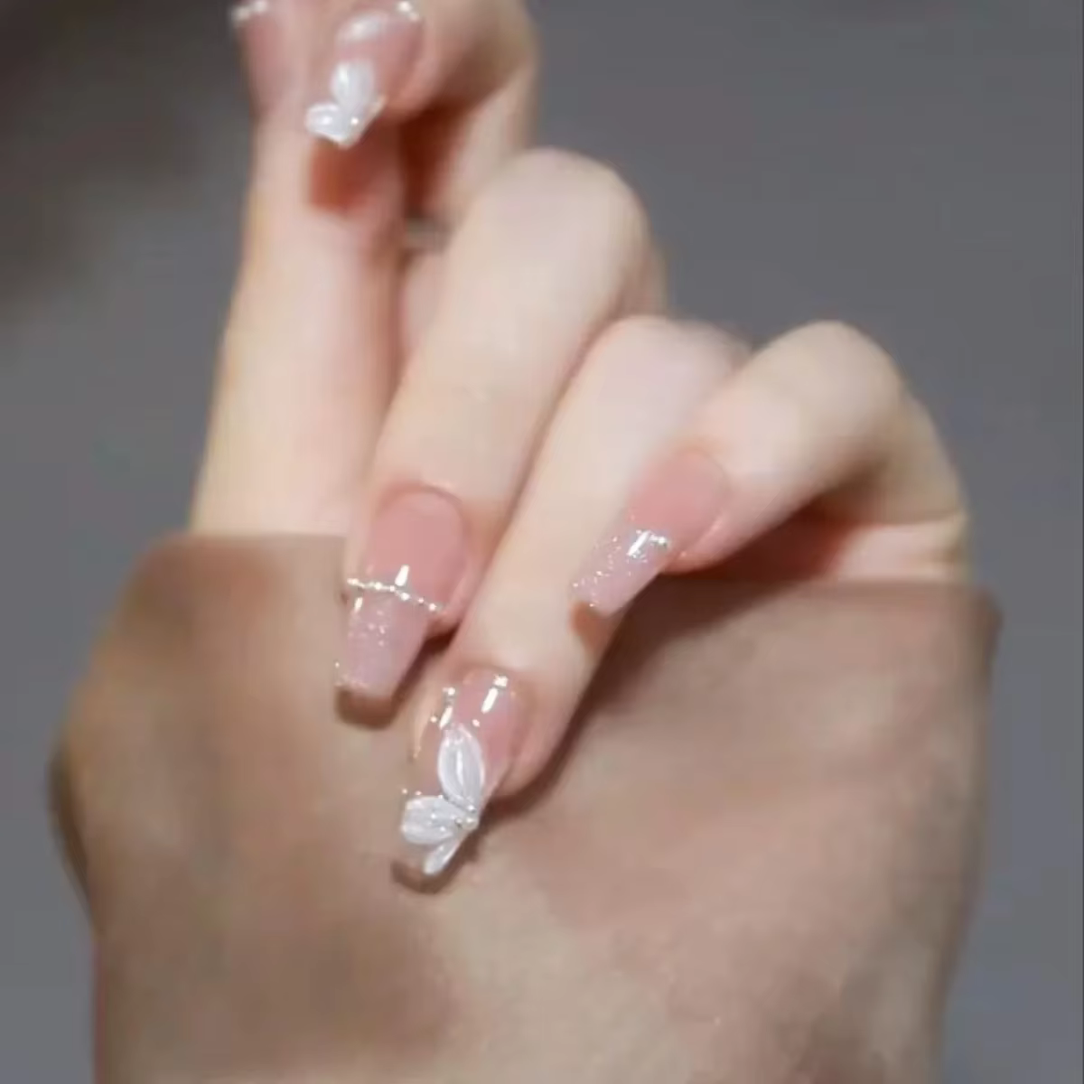 Faux ongles roses à pression, motifs d'ongles, longs pointes, formes avec bâton de colle, autocollan