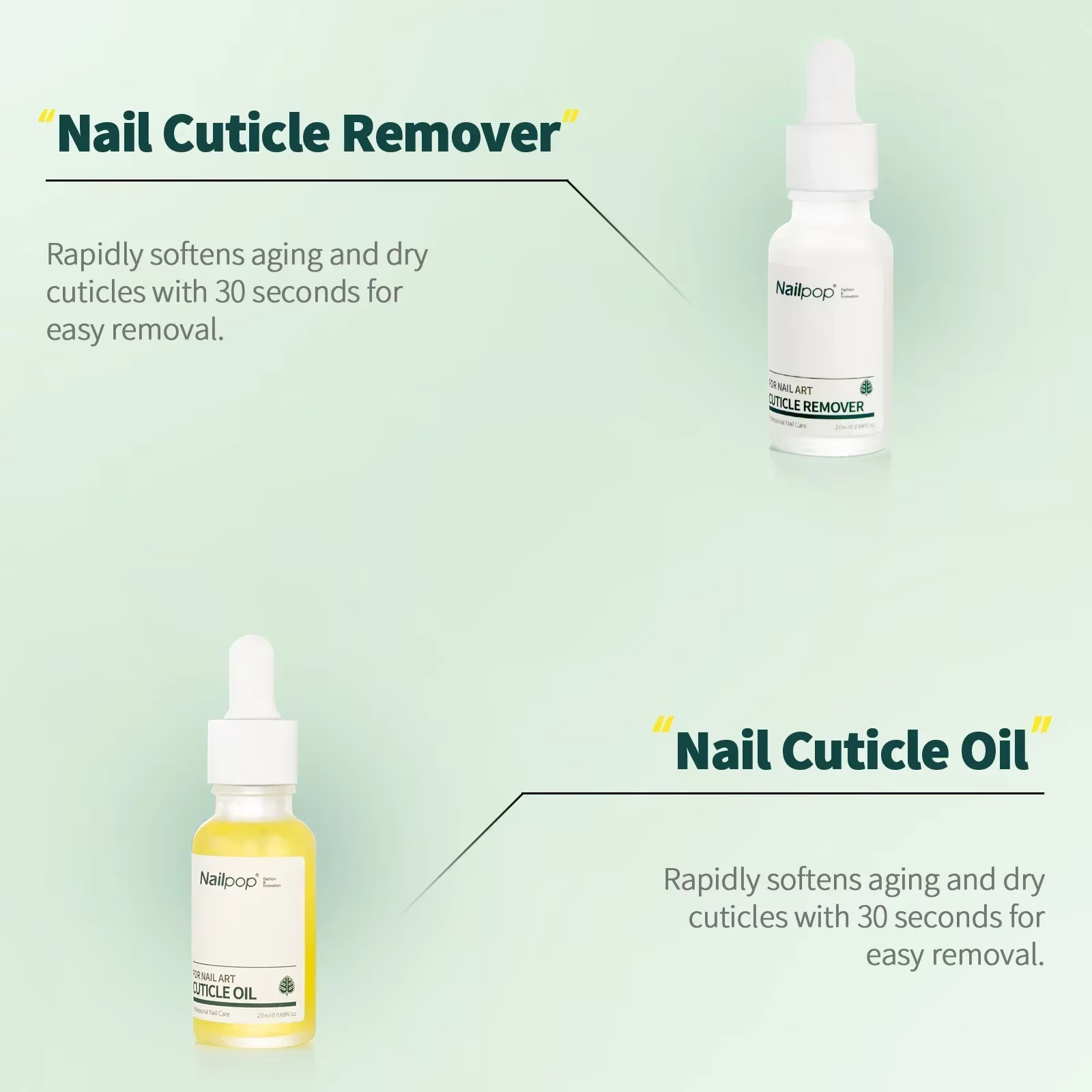Nailpop dissolvant de cuticules et réparation d'huile de cuticule Kit de soin des ongles traitement