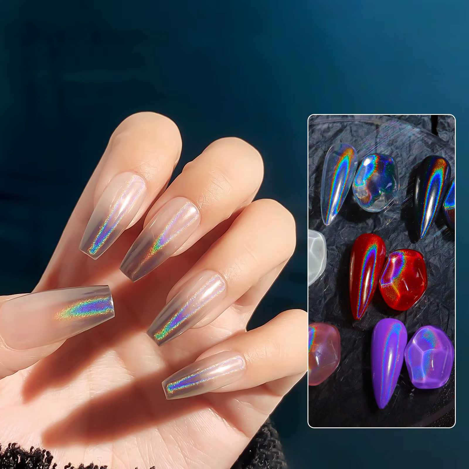 1 pot de poudre holographique universelle pour ongles, paillettes laser transparentes, effet aurore