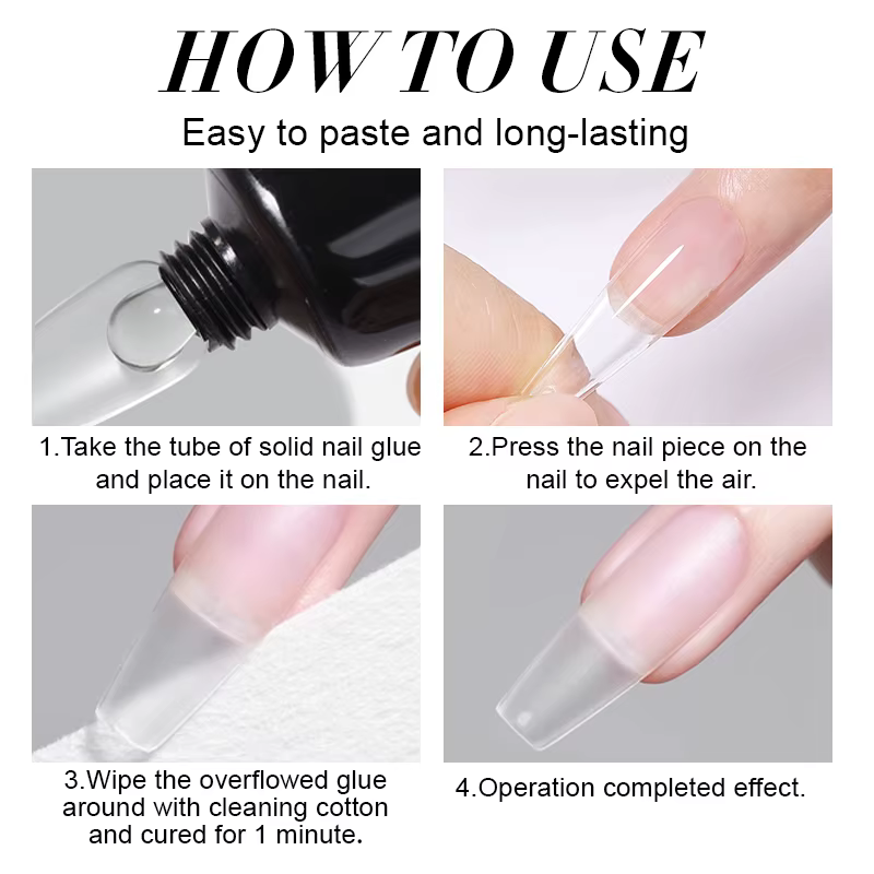 LILYCUTE 1/2/3 pièces 15g colle à ongles solide Gel pour pointe d'ongle presse sur les ongles longue