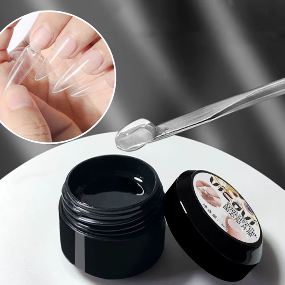 Colle Gel solide pour faux ongles, 1 pot, faux pointes en acrylique transparent, presse sur Poly con