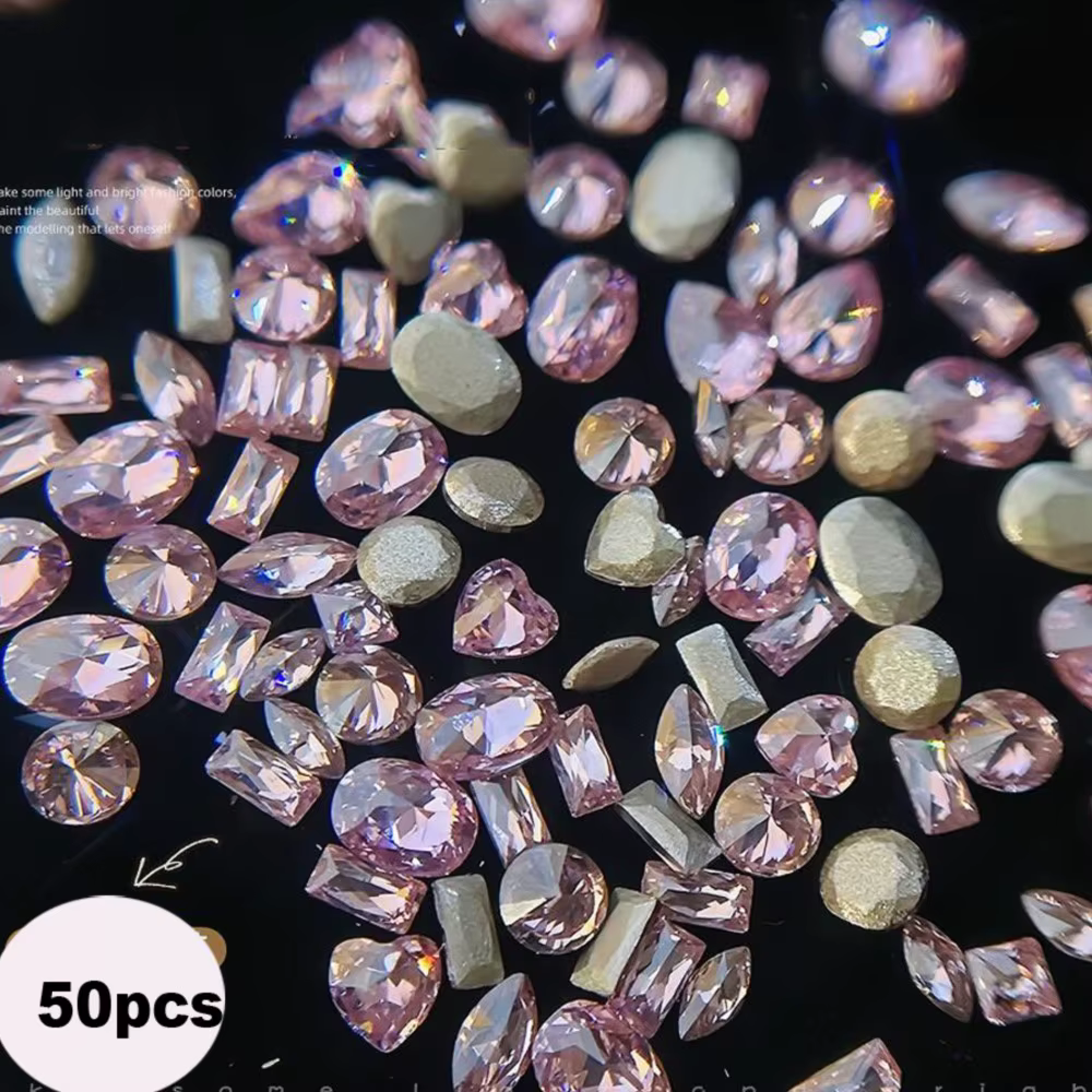 50 pièces taille mixte fond plat Zircon diamant breloques pour ongles 2-3mm pierres précieuses Mini 