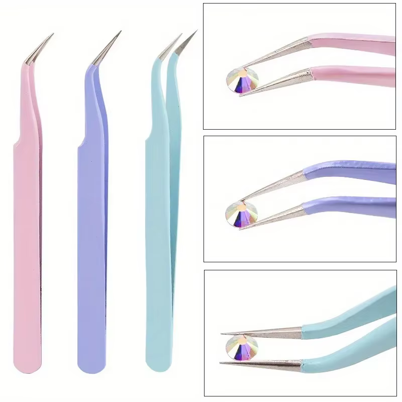 Ensemble de stylos diamant à double extrémité pour manucure, avec crayons, pincettes en acier inoxyd