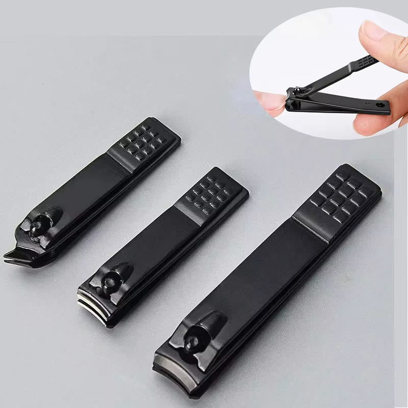 Coupe-ongles noir en acier inoxydable, ciseaux épais, pince pour ongles des pieds, manucure professi
