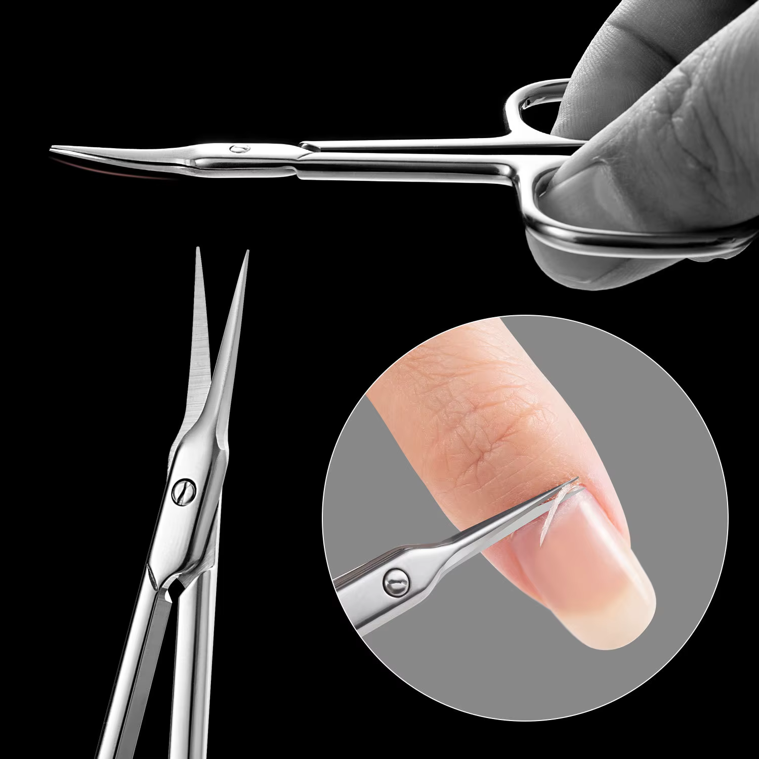 Ciseaux extra fins pour manucure et pédicure, coupe-ongles, lame courbe, bout pointu, kit de toilett