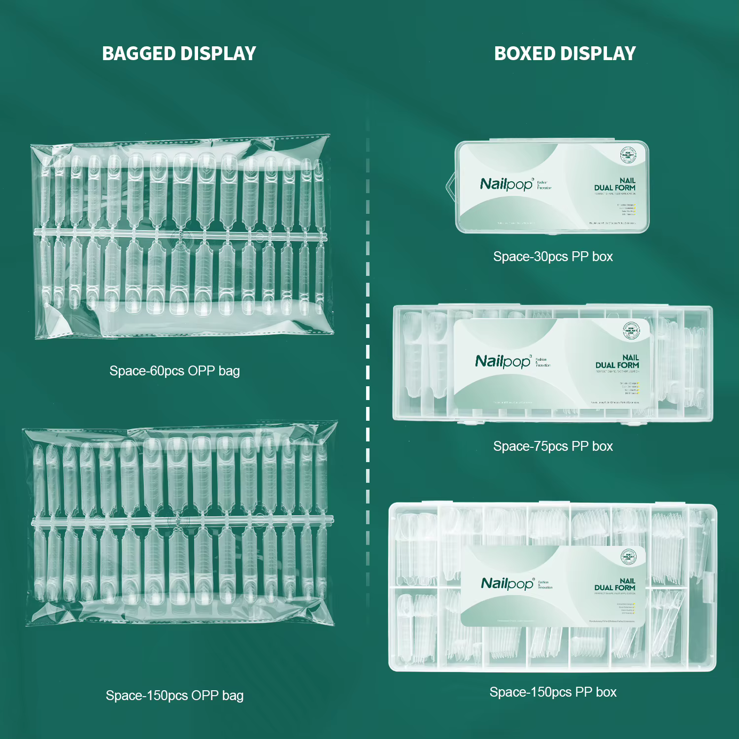 Nailpop Space Nail Dual Forms 15 Tailles Formes à ongles pour extension de gel poly Réutilisables Ma