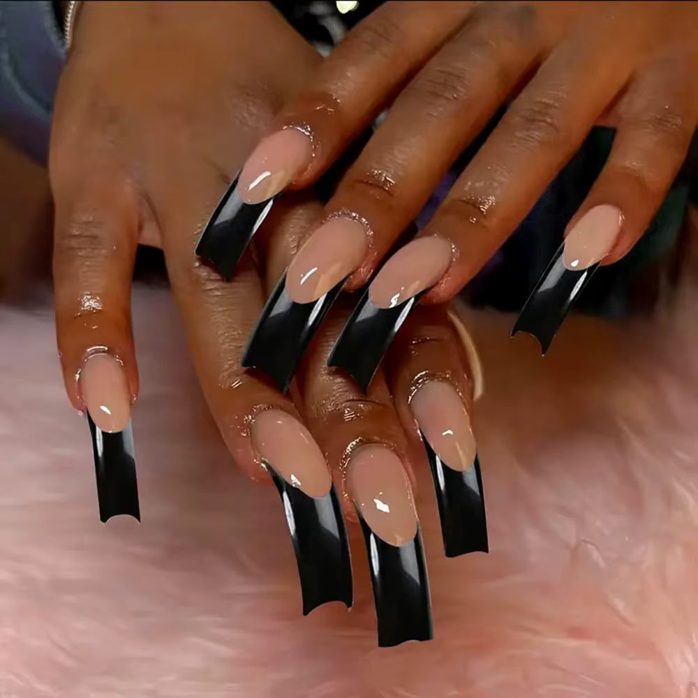 Faux ongles incurvés Extra longs, faciles à utiliser, couleur blanche, pointe française, outils de m