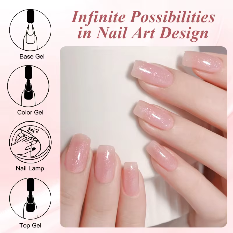 Ensemble de vernis à ongles Gel gelée nue, 6 pièces, transparent, translucide, pour manucure, fourni