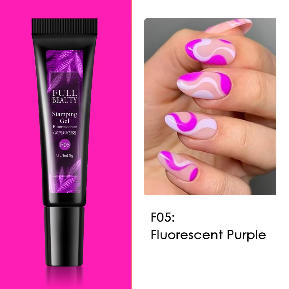 Plaques d'estampage fluorescentes, ensemble de manucure pour vernis à ongles en Gel, laque hybride p