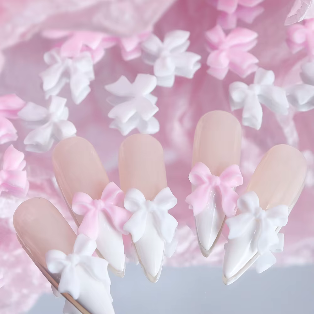 Breloques pour ongles avec nœud en ruban, accessoires colorés, cravate papillon, pièces de manucure,