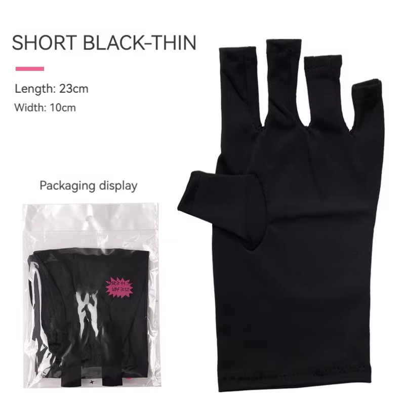 Outils pour ongles gants Uv Anti-ultraviolet soleil noir demi-exposition gants de Section courte moi