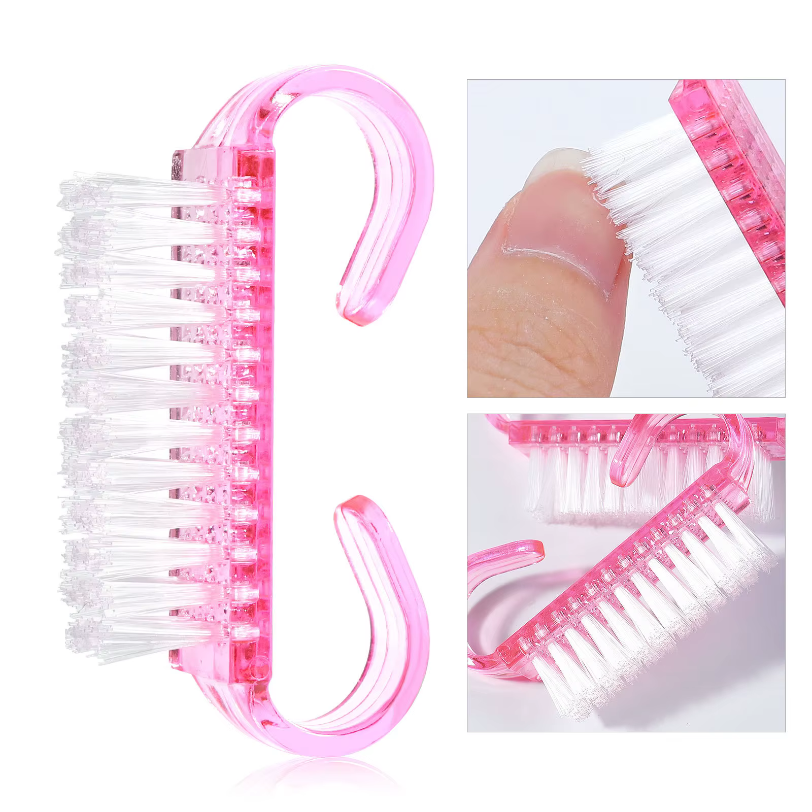 1/5/20 pièces brosse à ongles en acrylique couleur rose Nail Art manucure pédicure doux enlever la p