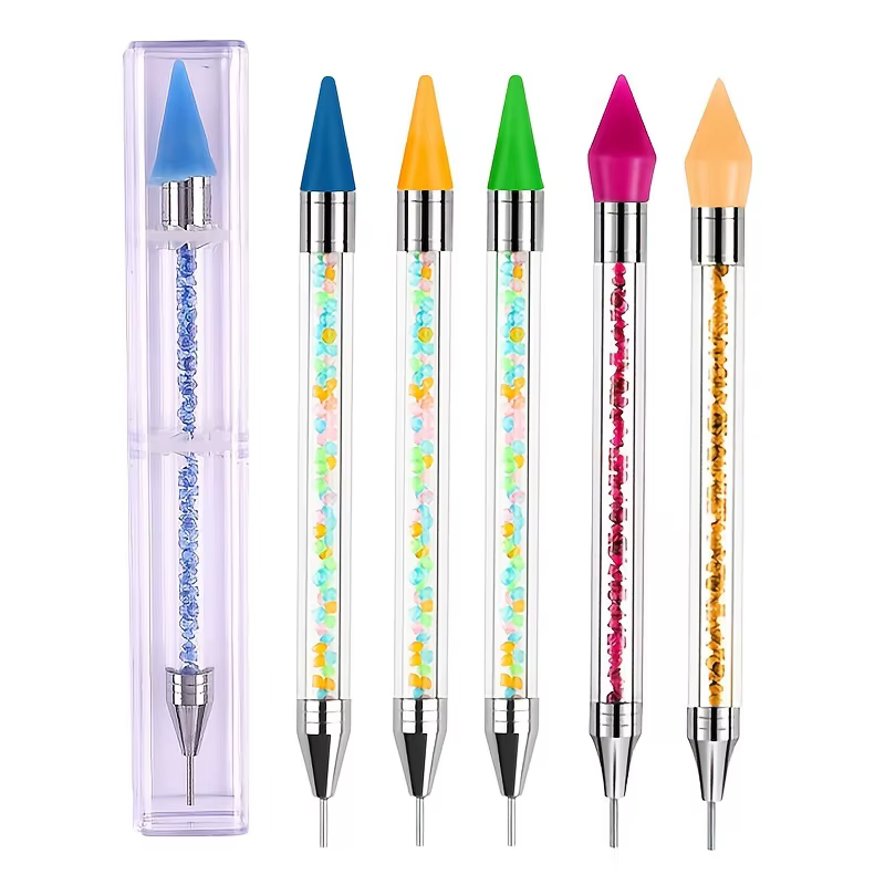 Stylo de cire blanc à double tête pour Nail Art, avec embellissement de diamant et sélecteur de stra