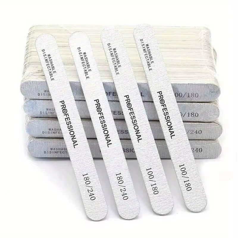 10/25/50 pièces lime à ongles 100/180/240 bloc tampon de ponçage en bois pédicure manucure UV Gel ve