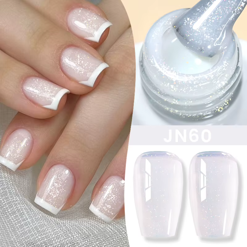 BORN PRETTY Vernis à ongles gel nu transparent gelée 10 ml Vernis cristal à paillettes transparentes