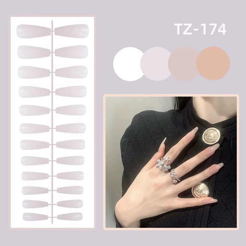 24 ps/ensemble amande inclinée ligne d'or Lotus rose faux ongles artificiel matériel professionnel a