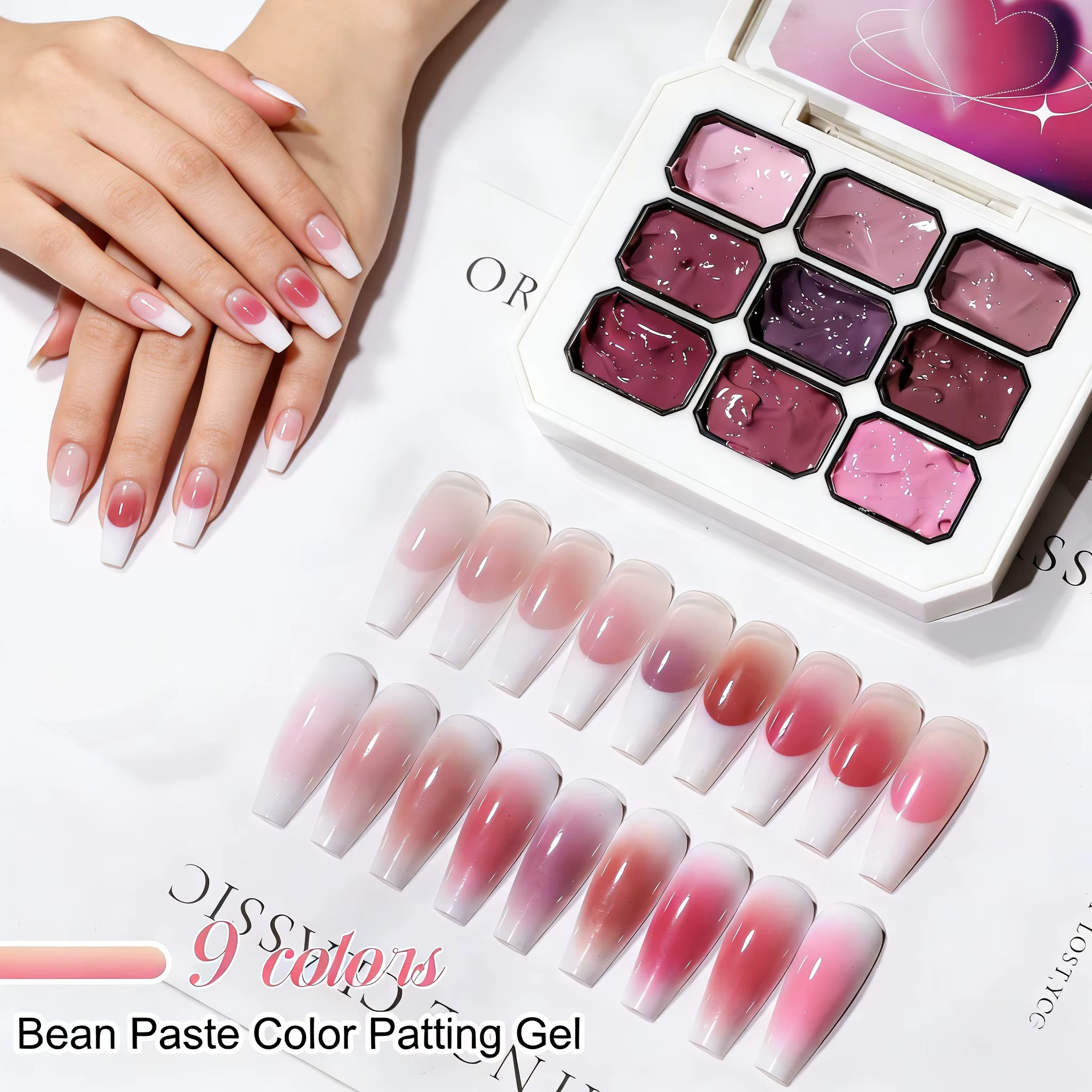 1 pièce Gel à ongles semi-solide rose 9 couleurs, gel de modelage à haute saturation, populaire, pou