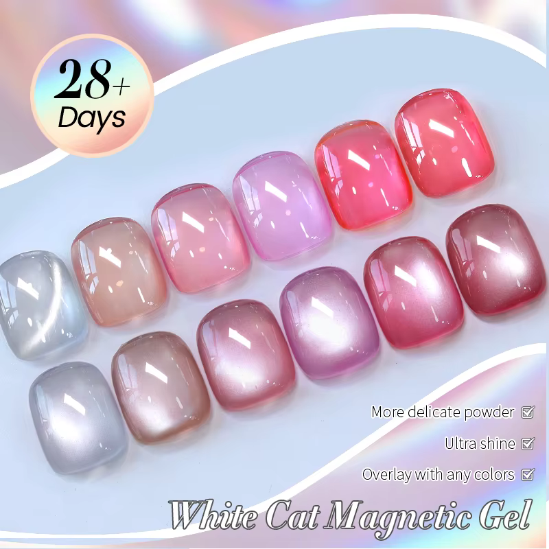 BORN PRETTY 10ml Gel Magnétique Effet Chat Blanc Fluide Ultra Brillant Soak Off UV Gel Effet Miroir