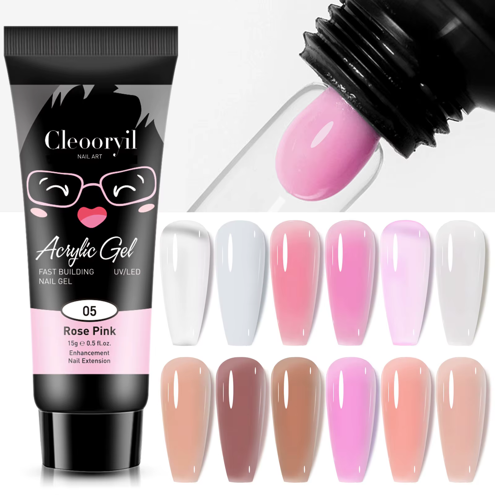 Gel d'extension d'ongles en Poly acrylique, 15ml/30ml, pour construire des ongles, UV LED, Extension