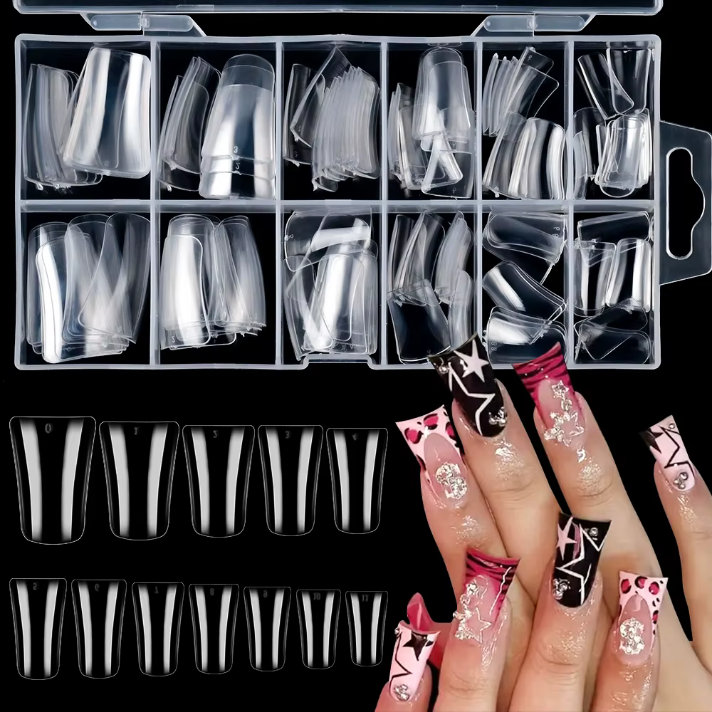 120 pièces Transparent large canard Fasle ongles conseils longueur moyenne canard pieds presse sur o