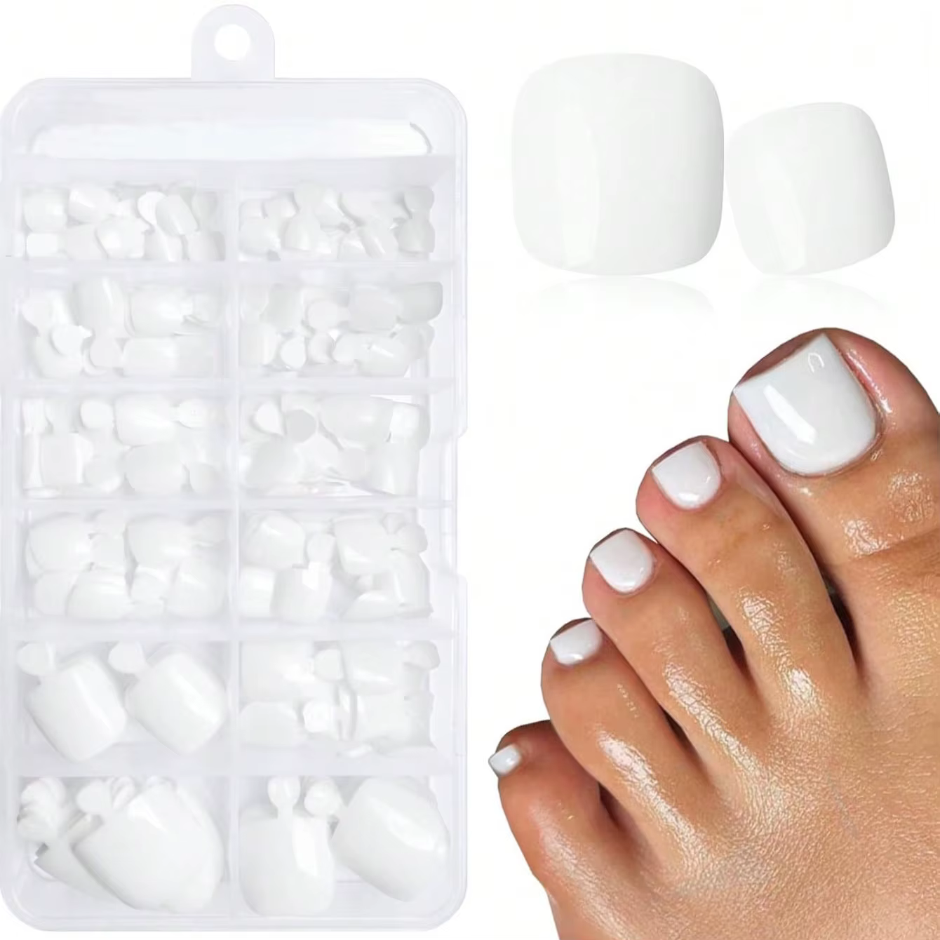 Faux ongles blancs courts et carrés pressés pour femmes, s'adapte parfaitement aux ongles, faux ongl