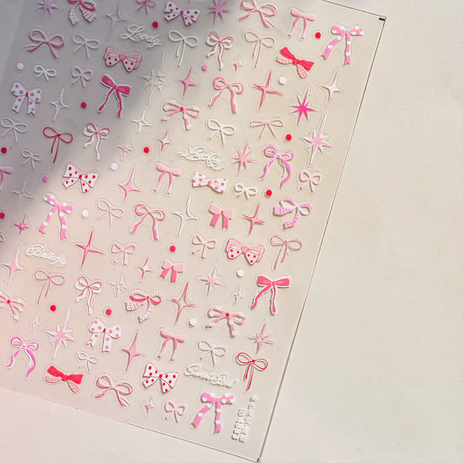 Autocollant pour ongles fins et résistants 3D, mignon ciel étoilé rose, autocollants pour Nail Art,