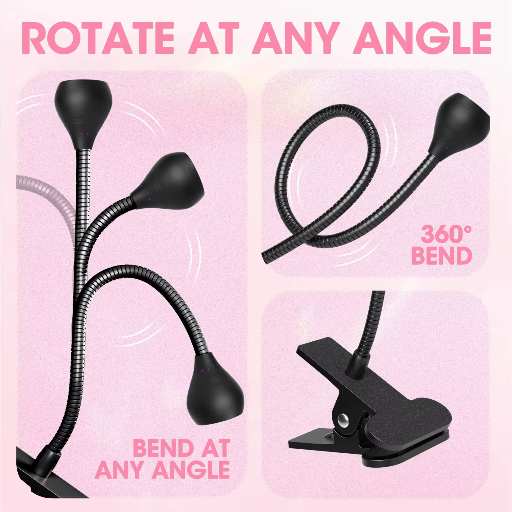 Sèche-ongles lumière UV lampe à ongles 395nm longueur d'onde Clip-on bureau Mini USB pour ongles en 
