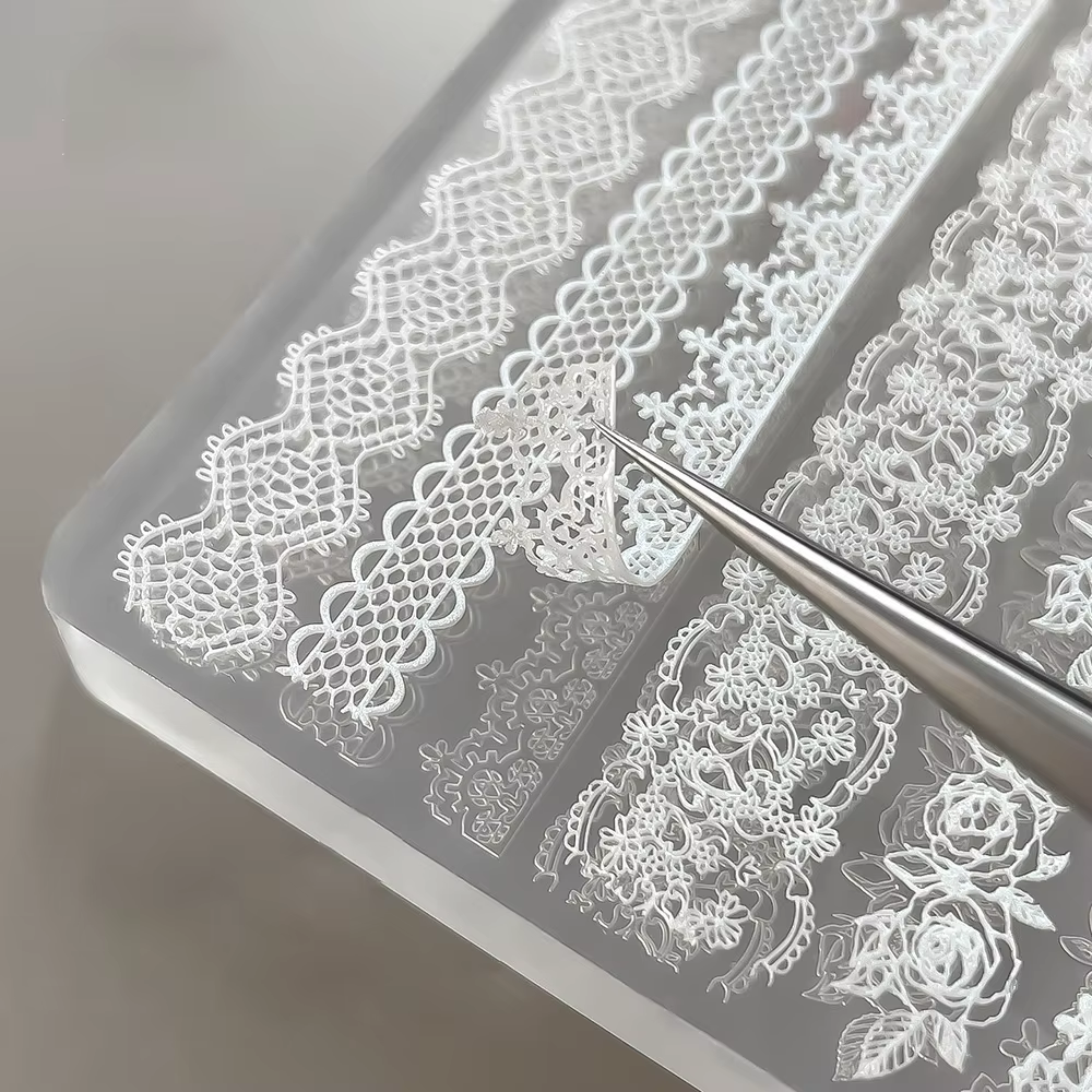Moule à ongles en silicone souple 3D, motif dentelle creuse, fleur de rose, pour sculpture d'ongles