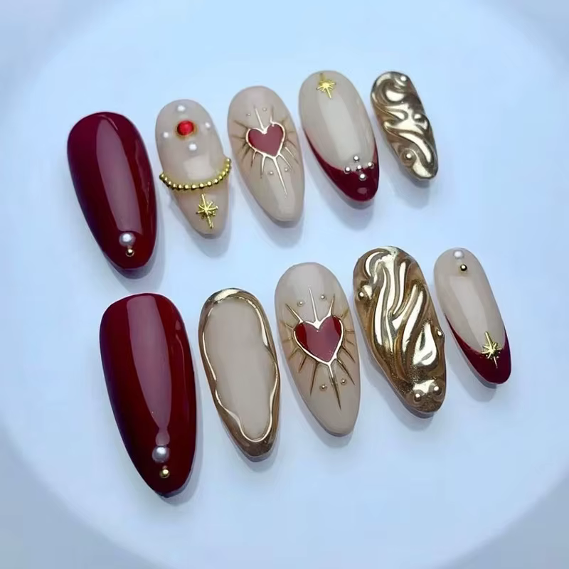 24 pièces 3D vert ondulation Design faux ongles oeil de chat français amande faux ongles conseils fe