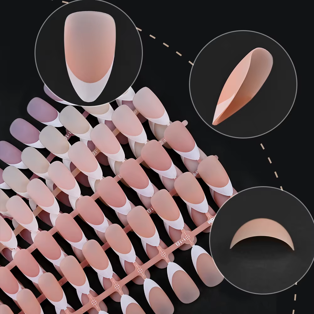 150 pièces faux ongles français pré-fabriqués cercueil sans cicatrice amande faux ongles ongles arti