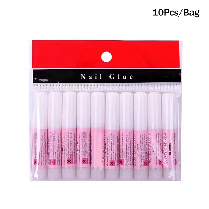 Colle à ongles Super forte, 2g, 10 pièces/sac, pour faux ongles, en acrylique, à pression, décoratio