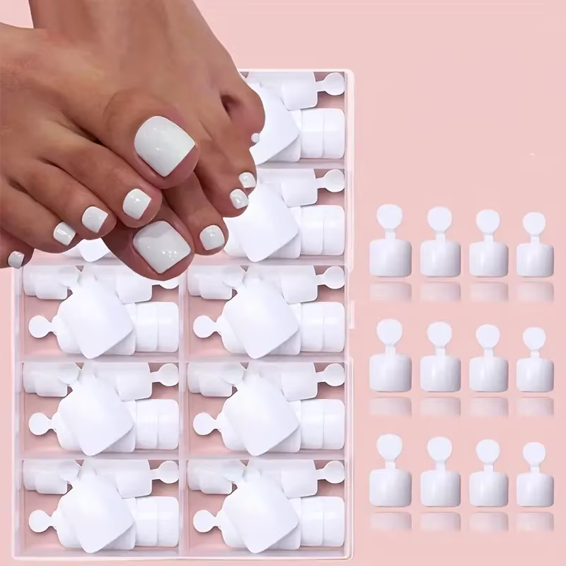 120 pièces améliorent instantané votre look avec un ensemble de faux ongles courts carrés blancs à c