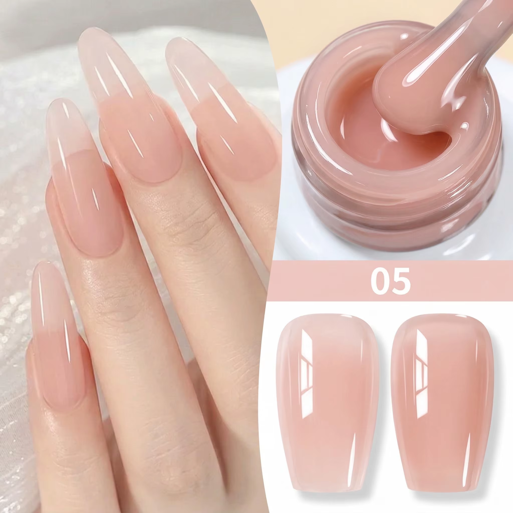 Vernis à ongles gel rose nude Hassleless 15 ml, semi-transparent, vernis à ongles gel UV LED amovibl