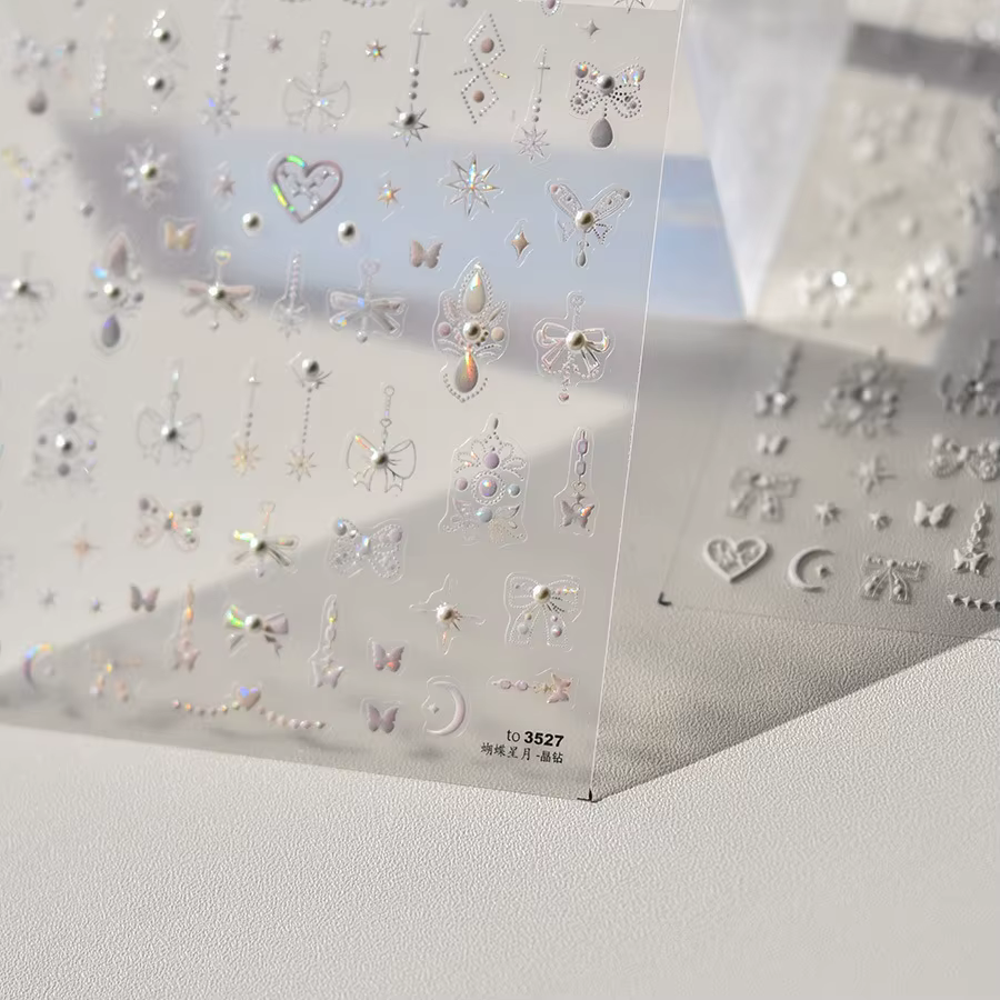 Autocollants pour ongles en cristal et diamant 5D, 1 pièce, stickers de décoration, laser, nœud papi