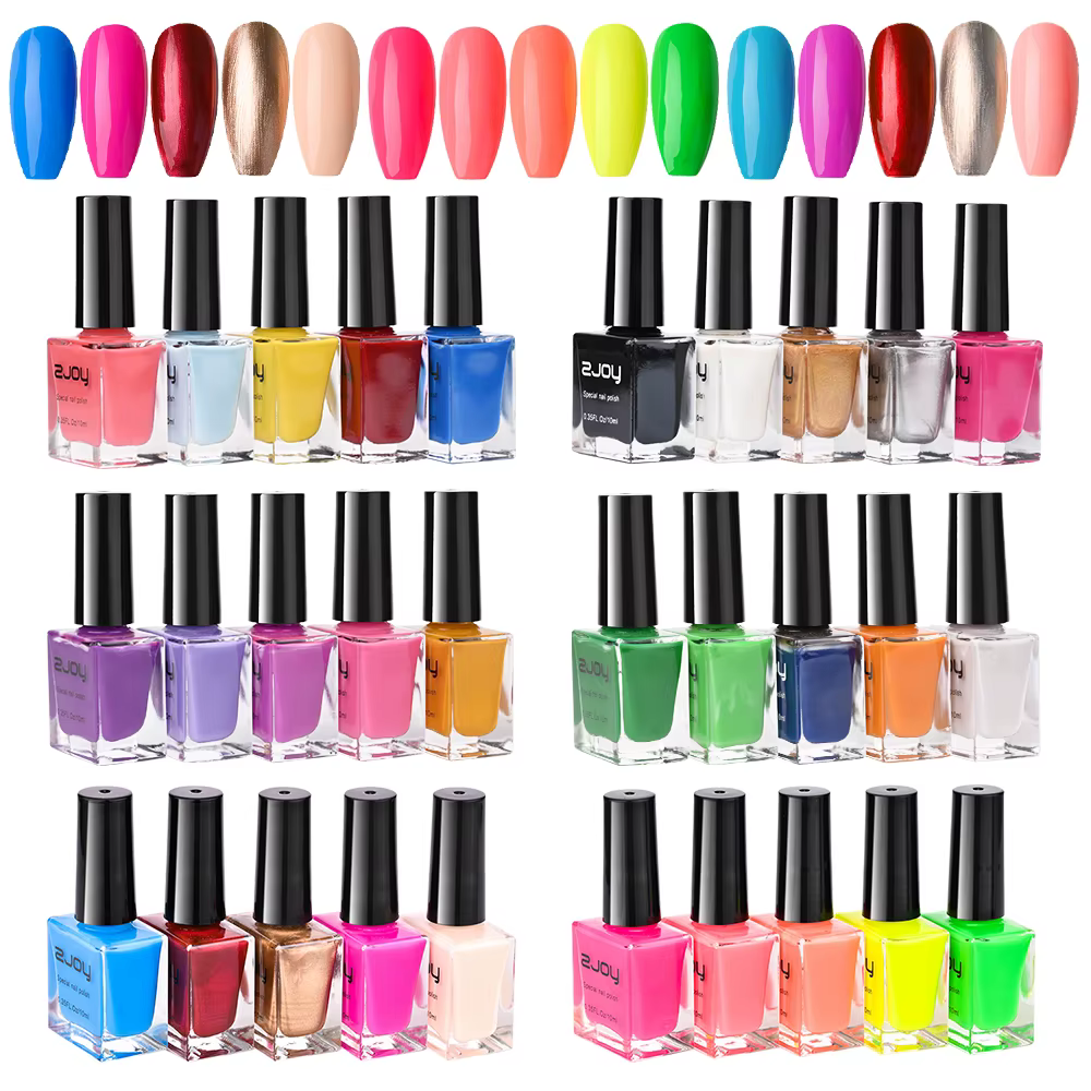 (30 couleurs) 10ml vernis à ongles 1/2 pièces noir/blanc coloré plaque d'estampage vernis d'impressi
