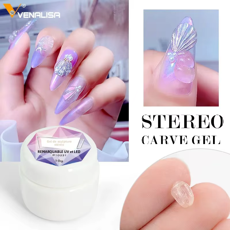 VENALISA Gel Sculpté Stéréo PVC Souple Solide pour Nail Art, Vernis UV Transparent Malleable pour Di