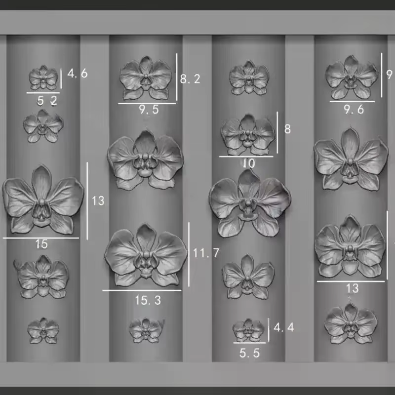 3D Phalaenopsis Flower Manicure Carving Mold, DIY Butterfly Orchid Nail Art Design Silicone Template