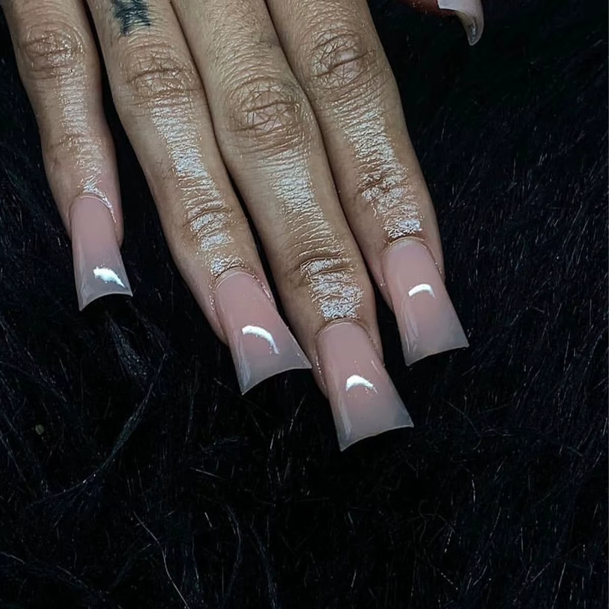 24 pièces imprimé léopard bec de canard presse sur ongles fleur bleue faux ongles français faux ongl