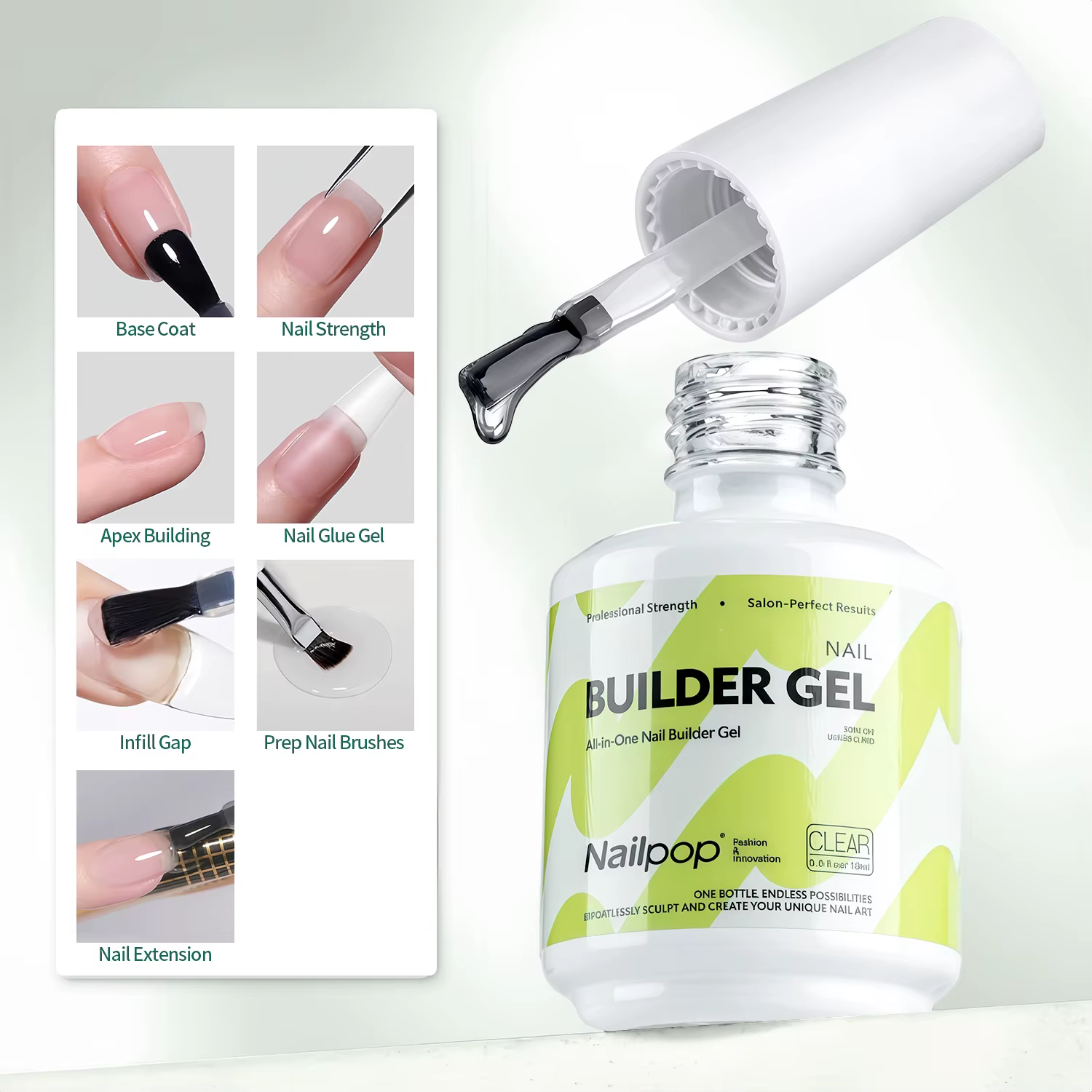 Nailpop constructeur Gel à ongles 4 couleurs couche de Base renforcement épaississement Extension st