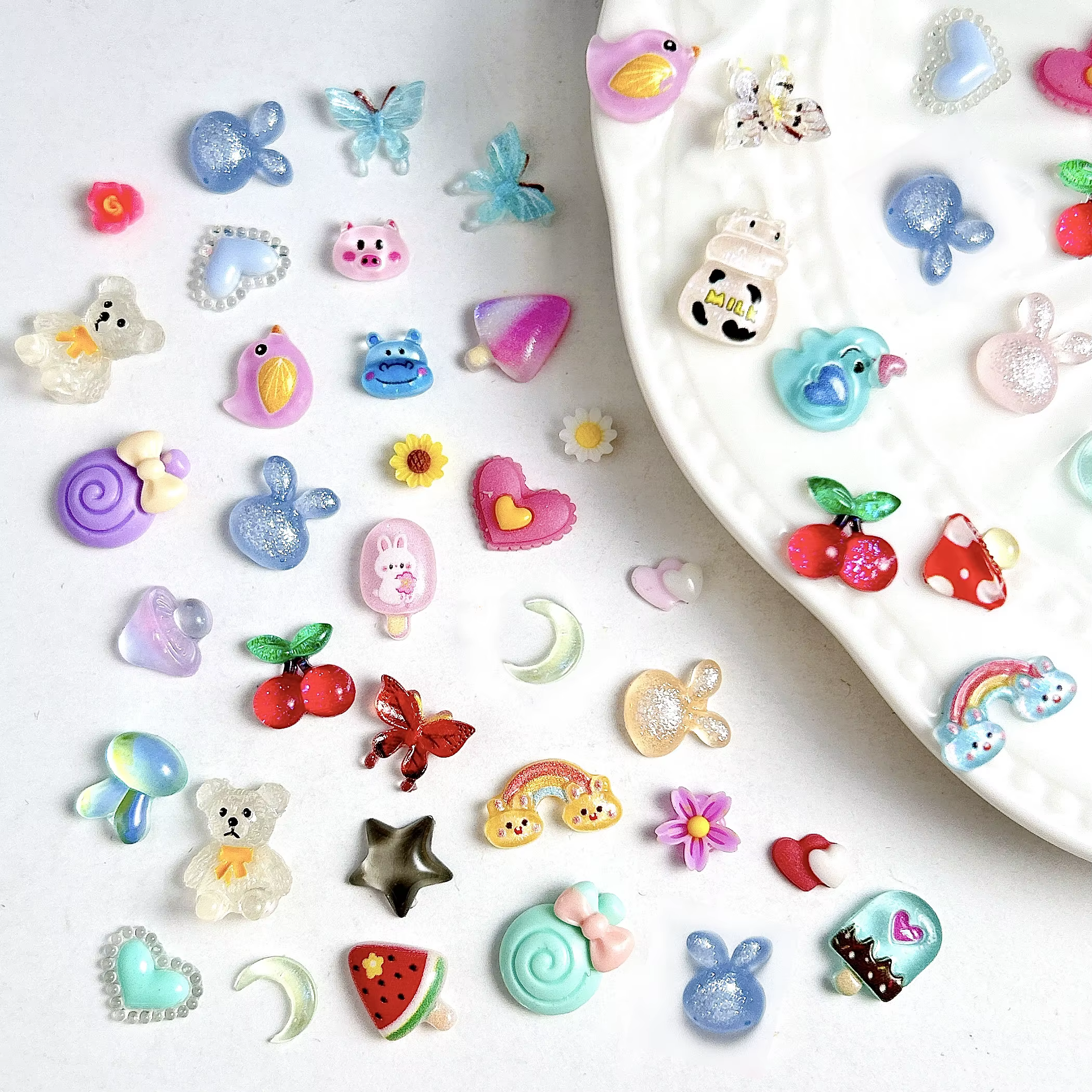 Nail Art Nail Charms, Nail Ornements, Dessin animé mignon, Ours, Lapin, Nail Art, Coloré, Nministéri