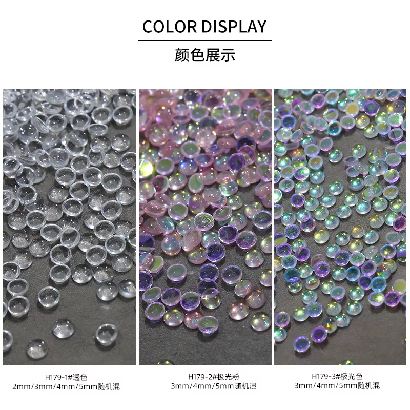 100 pièces paillettes aurore rose clair Flatback sirène perle Semi-boule bulle Nail Art strass bijou
