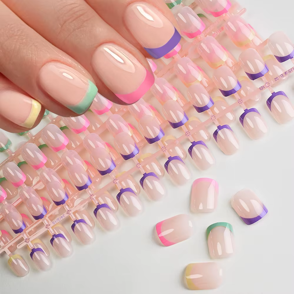 120/240 pièces français court carré faux ongles 12 tailles couverture complète presse sur ongles bri