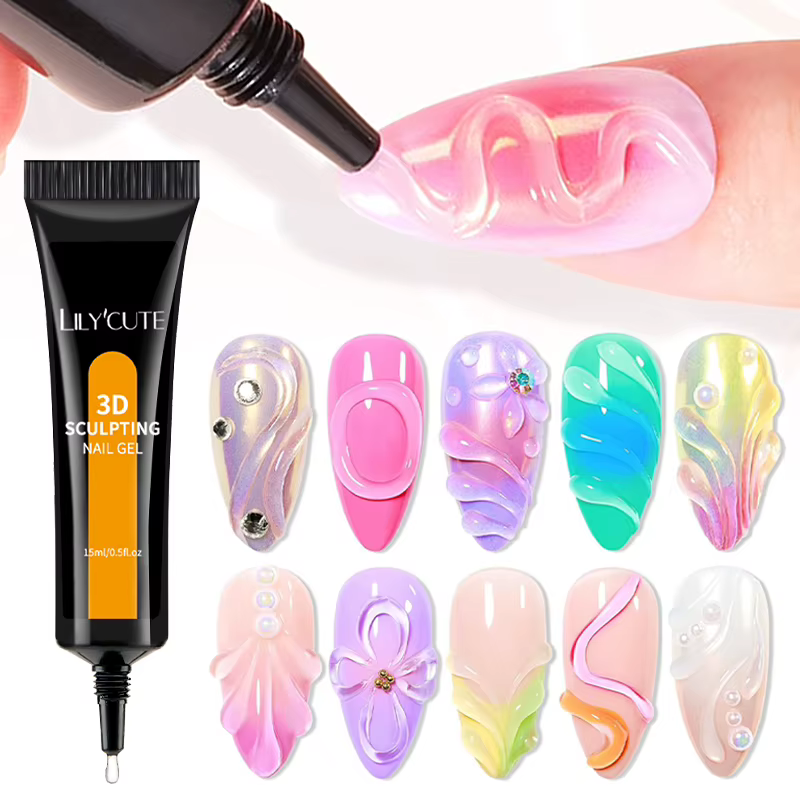LILYCUTE Gel Sculptant 15ML pour Modelage 3D, Sculpture de Fleurs, Manucure, Gel de Sculpture Imperm