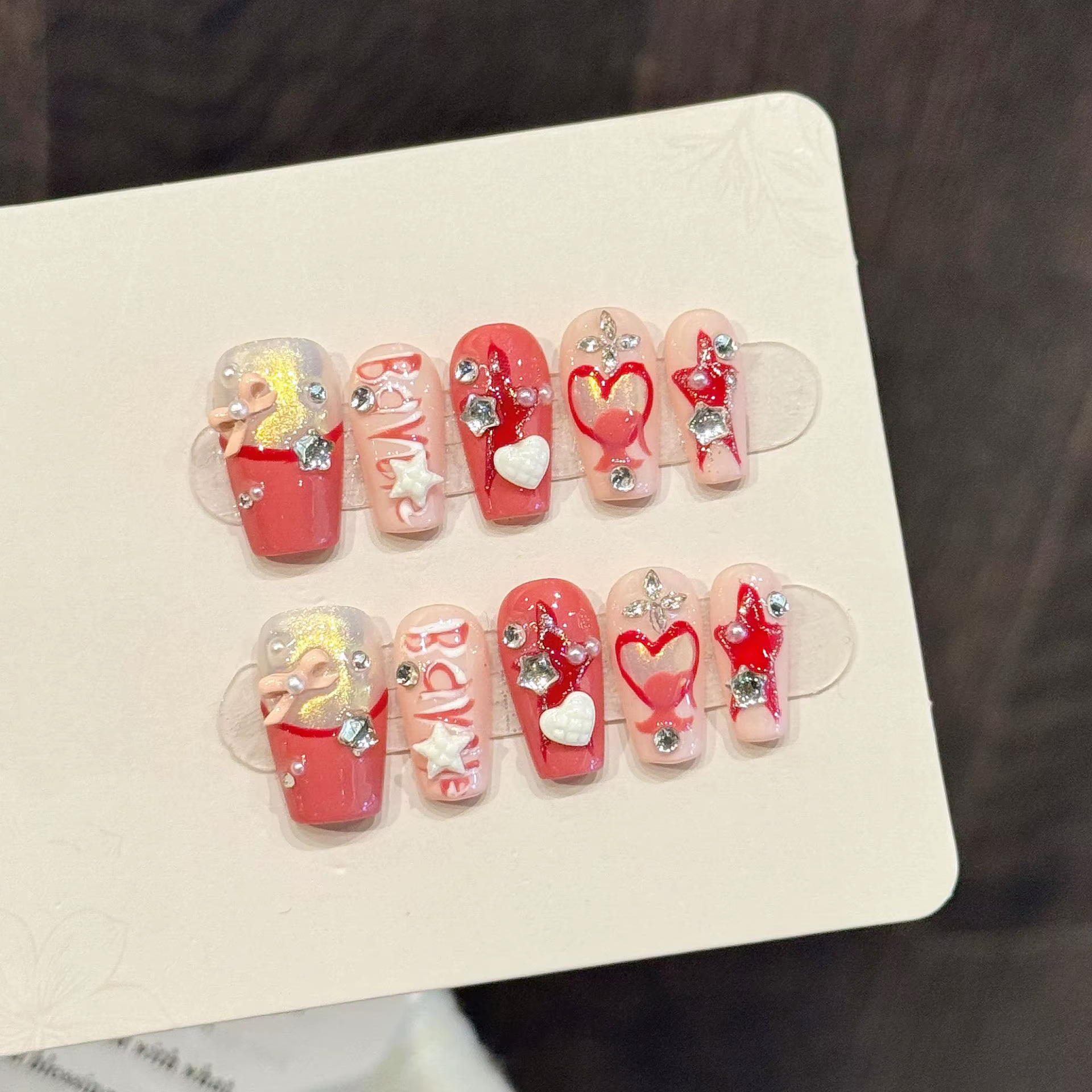 10 faux ongles en forme de cercueil faits à la main, style sophistiqué et chic, adaptés aux festival