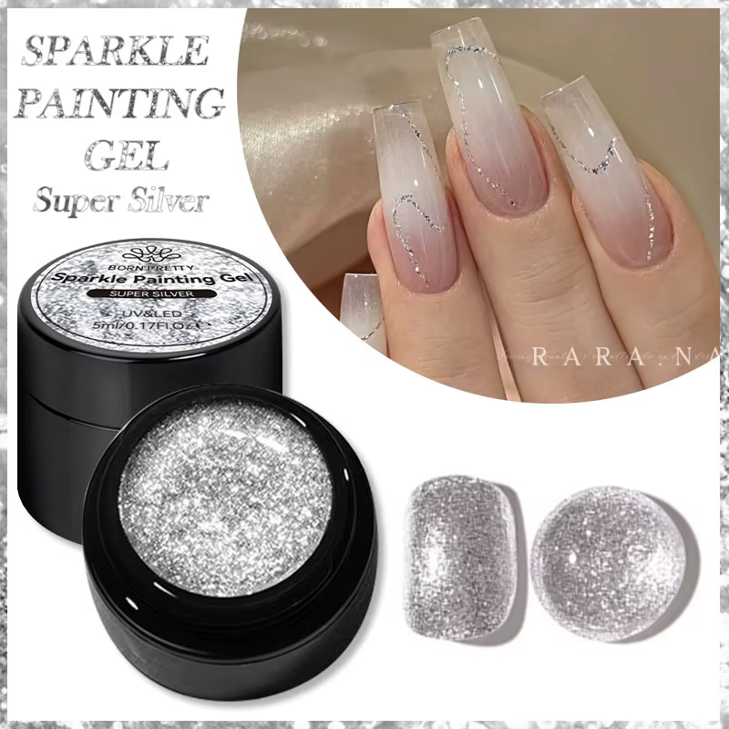 BORN PRETTY 5ml Super or Rose or argent paillettes brillant scintillant français Semi Permanent manu